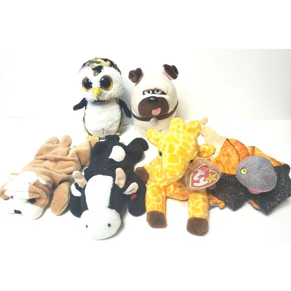 Ty beanie babies lot of 4 Two with tags plus an additional 2 other TY'S - Picture 1 of 12
